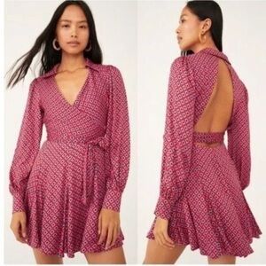 Free People “It Takes Two” Long Sleeve Mini Dress In The Pop Combo Color